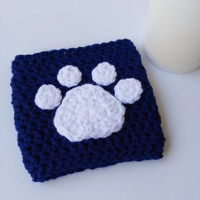 Paw Print Coffee Cozy Navy and White