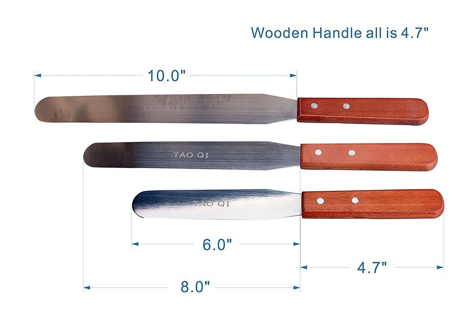 Offset Icing Spatula Set with Wood Handle - Angled Flexible Blade - Professional Cake Decorating Tool 6",8"&10... N10