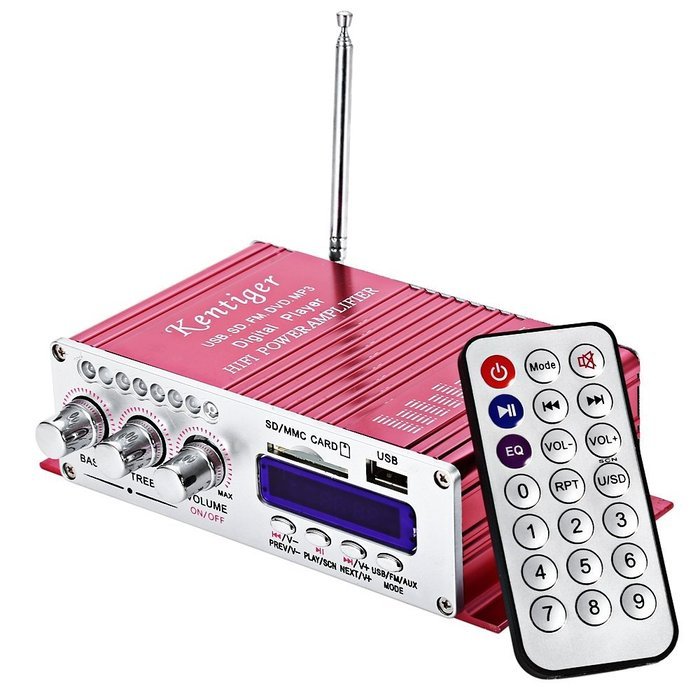 Robolife USB Hi-Fi Stereo Output Power Amplifier with Remote Control SD Card Player Red N3