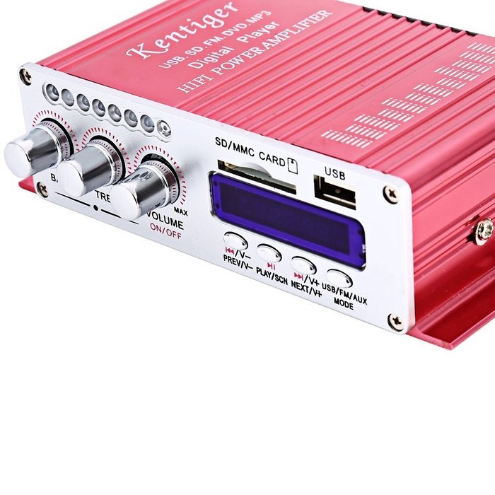 Robolife USB Hi-Fi Stereo Output Power Amplifier with Remote Control SD Card Player Red N4
