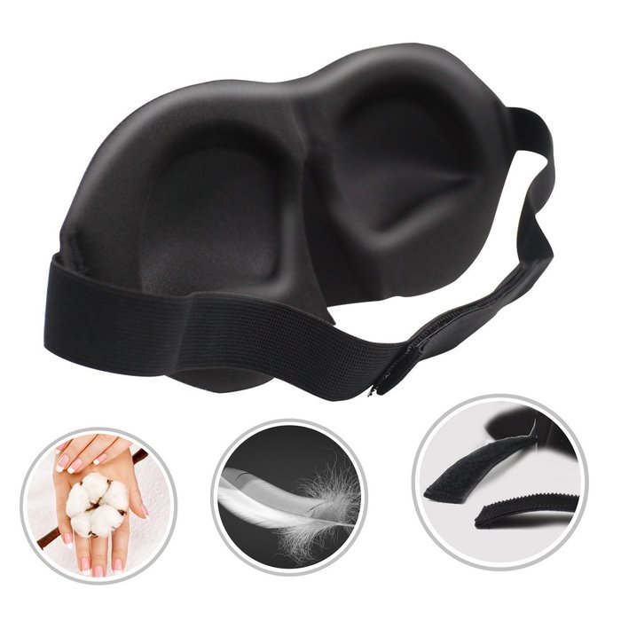 Sleep Mask- Contoured & Comfortable Eye Mask for Sleeping & Free Ear Plugs Carry Pouch. Lightweight 3D Blindfold... N8