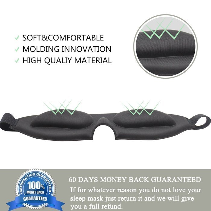 Sleep Mask- Contoured & Comfortable Eye Mask for Sleeping & Free Ear Plugs Carry Pouch. Lightweight 3D Blindfold... N10