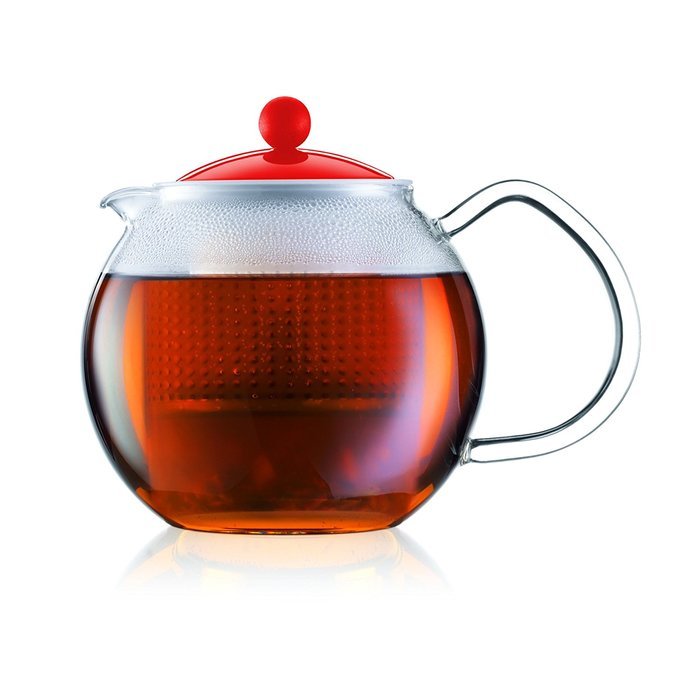 Bodum Assam Tea Press Glass Handle Plastic Lid 0.5 Litres 17oz Red N7