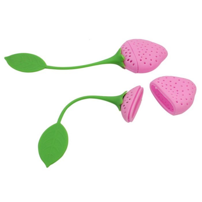 2pcs Cute Strawberry Silicone Tea Leaf Strainers Herbal Spice Infusers Filters N5