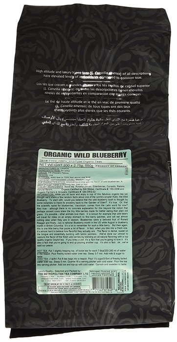 Metropolitan Tea 200 Count Pyramid Shaped Teabags, Wild Blueberry N4