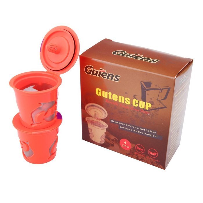 Gutens Reusable Coffee Filter Coffee Cup for All Keurig 1.0 Series - 4 pcs (1.0 Model, Red) N9