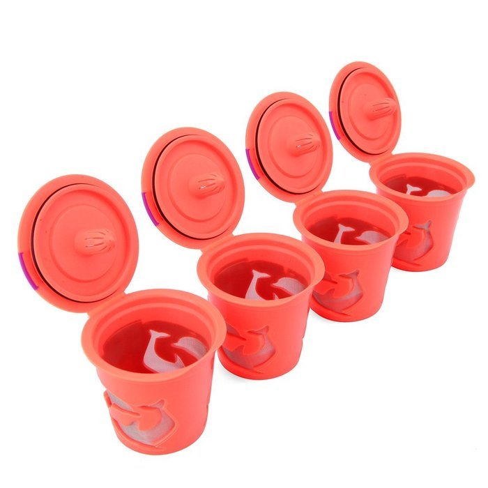 Gutens Reusable Coffee Filter Coffee Cup for All Keurig 1.0 Series - 4 pcs (1.0 Model, Red) N10
