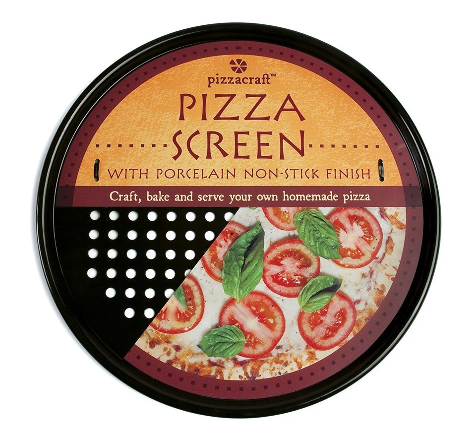 Pizzacraft PC0301 12.9" Round Porcelain-Coated Pizza Pan Crisper/Screen N5