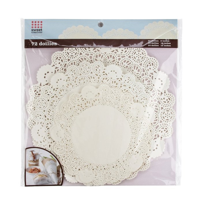 Sweet Creations 72 Count Round Lace Paper Doilies, Assorted Sizes N3