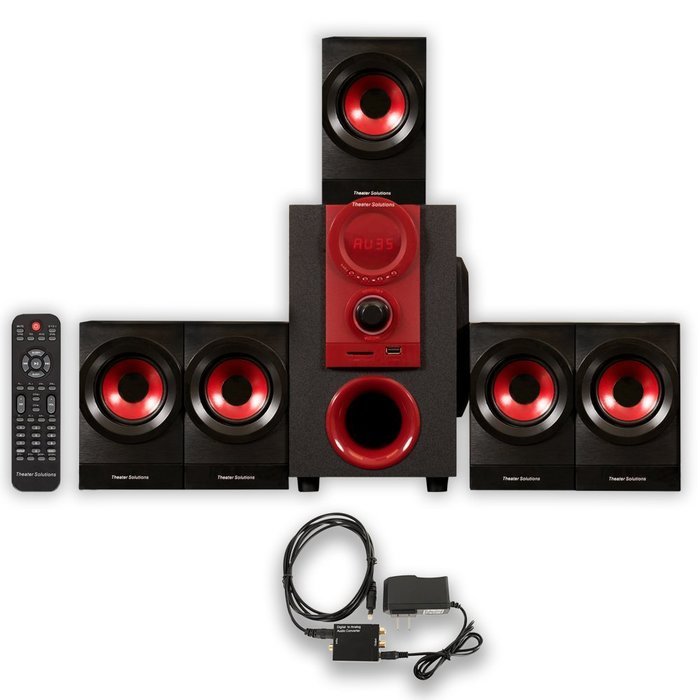 Theater Solutions TS521 Home Theater 5.1 Speaker System Powered with Optical Input