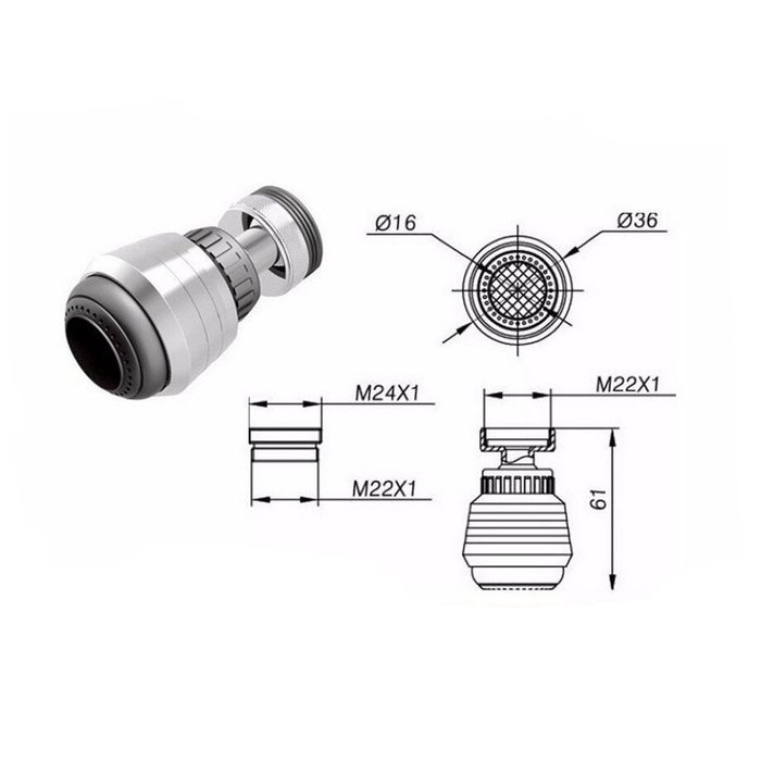 360 Rotatable Faucet Save Water Bubbler Device Connector Diffusion Shower Constant Nozzle Filter (1) N3
