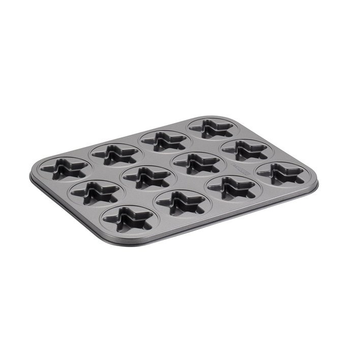 Cake Boss Carbon Steel 12 Cup Molded Cookie Pan Star