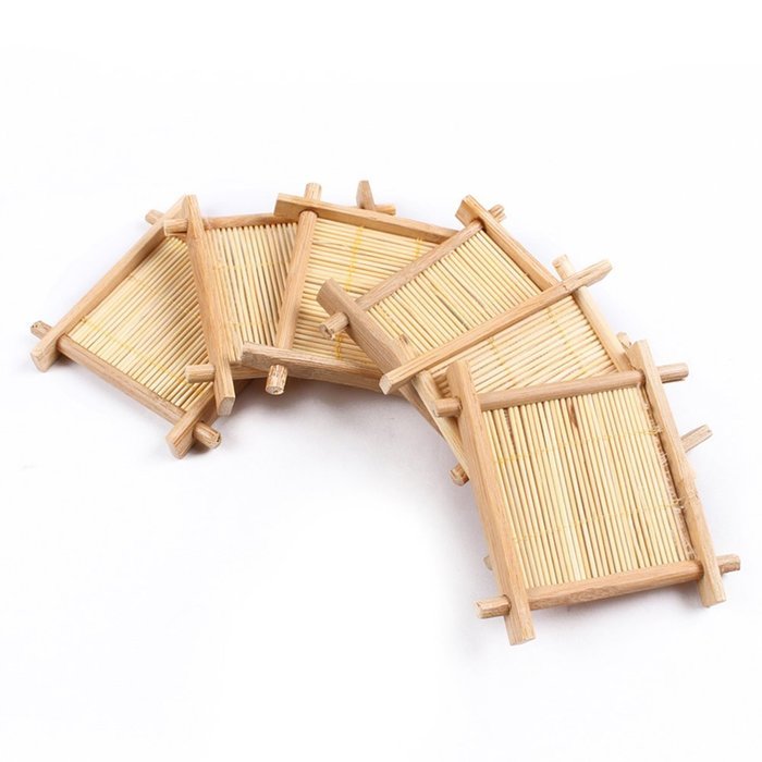 MyLifeUNIT Bamboo drink Coaster tea mat 3.5&rdquo; X 3.5&rdquo; 6pcs/set N5