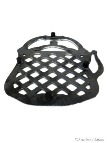 Heavy Cast Iron Teapot Tea Pot Shaped Country Kitchen Trivet Hot Plate with Legs N2