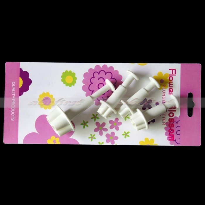 Generic 4Pcs/Set Plum Flower Plunger Cutter Mold Sugarcraft Fondant Cake Decorating DIY Tool(White) N4