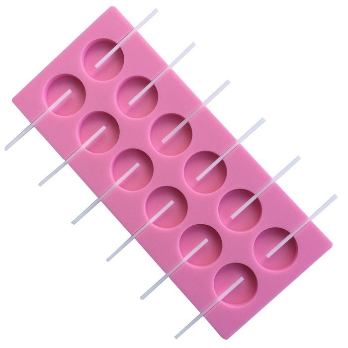 Mujaing 12-Capacity Round Silicone Lollipop Baking Hard Candy Molds N2