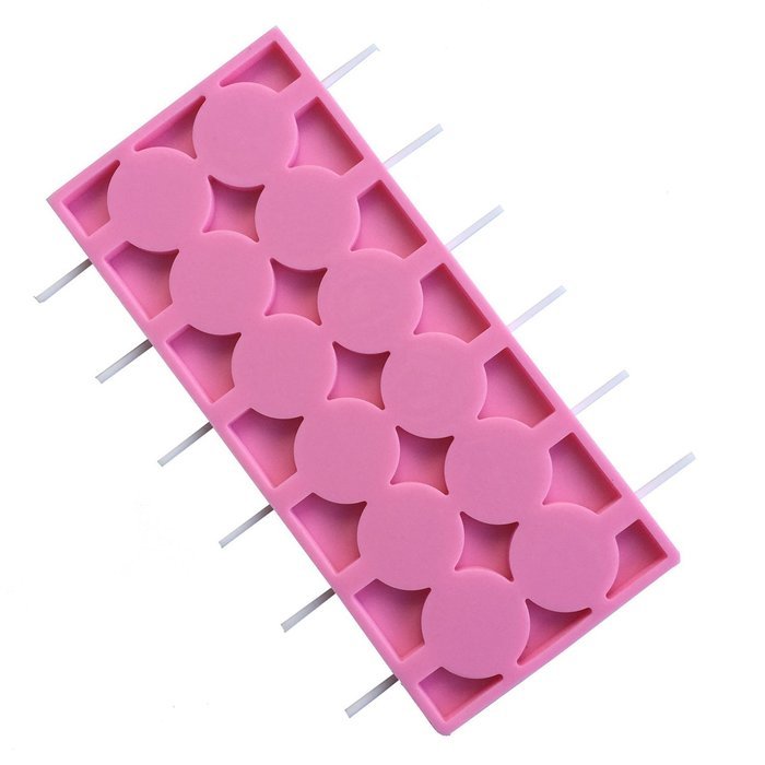 Mujaing 12-Capacity Round Silicone Lollipop Baking Hard Candy Molds N3