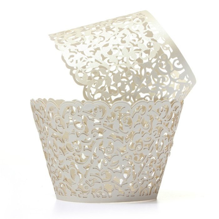 KINGSO 12pcs Filigree Vine Cupcake Wrappers Wraps Cases Wedding Birthday Decorations N23