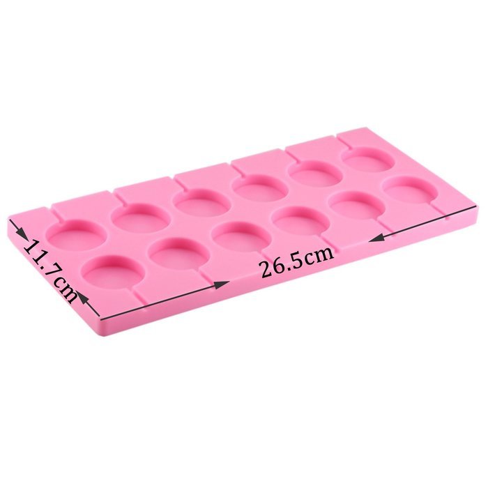 Mujaing 12-Capacity Round Silicone Lollipop Baking Hard Candy Molds N7