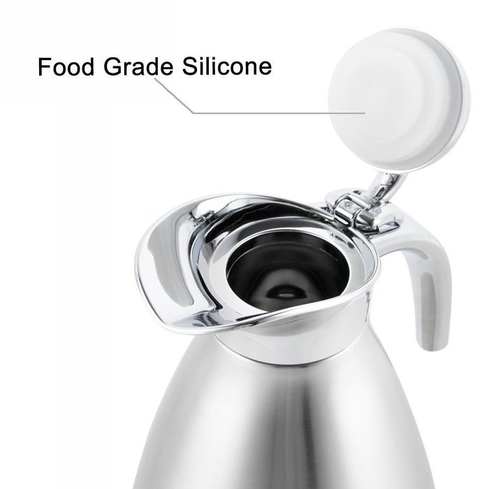 Satin Finish Stainless Steel Thermal Coffee Pot, Vacuum Insulated Carafe Flask Tea Kettle, 1.5 Liter N32