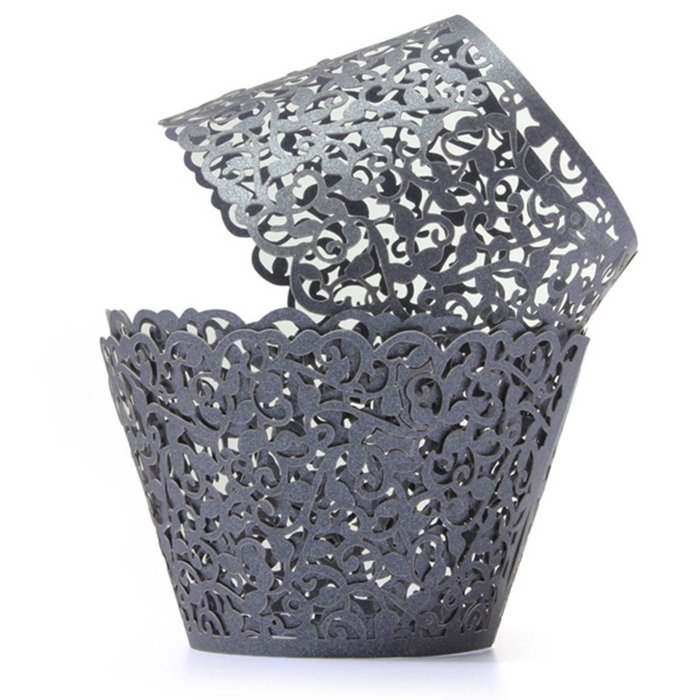 KINGSO 12pcs Filigree Vine Cupcake Wrappers Wraps Cases Wedding Birthday Decorations N25