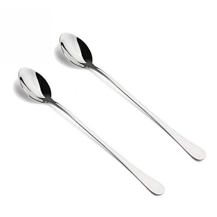 EXIU 2PCS Stainless Steel Cocktail Coffee Latte Ice Cream Soup Tea Long Spoons N3