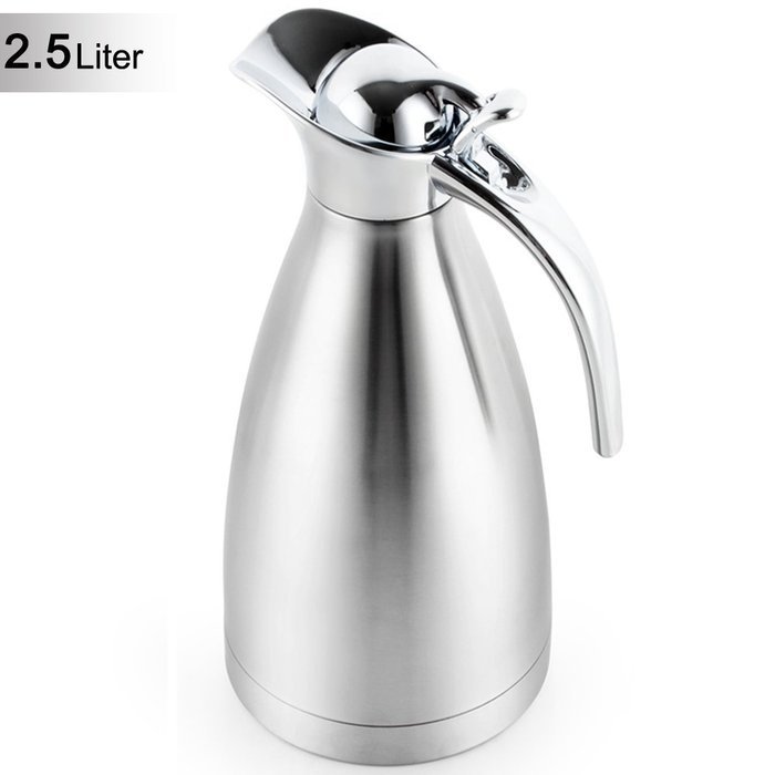 Satin Finish Stainless Steel Thermal Coffee Pot, Vacuum Insulated Carafe Flask Tea Kettle, 1.5 Liter N42