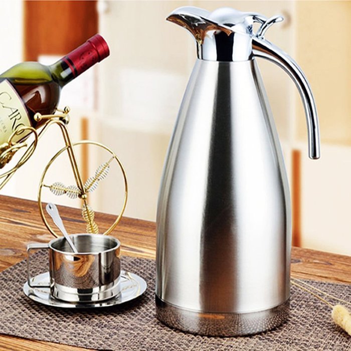 Satin Finish Stainless Steel Thermal Coffee Pot, Vacuum Insulated Carafe Flask Tea Kettle, 1.5 Liter N43