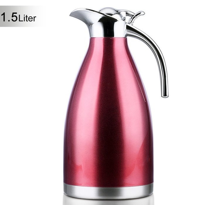 Satin Finish Stainless Steel Thermal Coffee Pot, Vacuum Insulated Carafe Flask Tea Kettle, 1.5 Liter N44