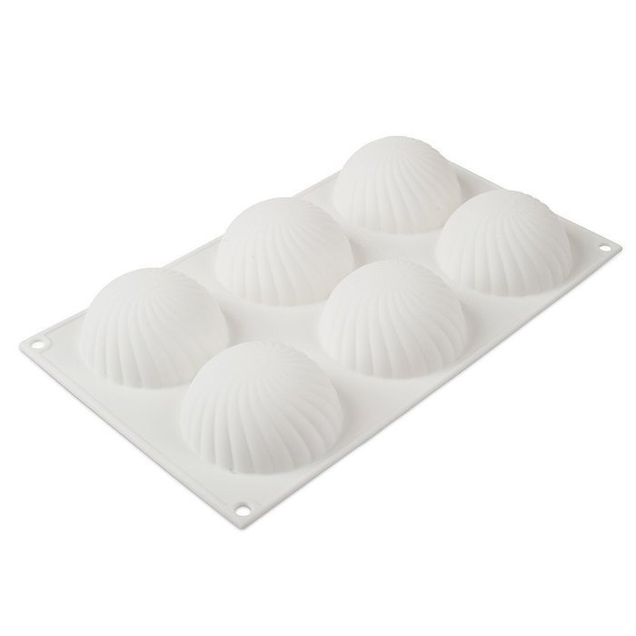 Silikomart White Nonstick Spiral Dome - 6 Cavities