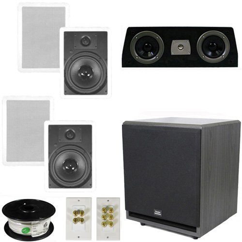 Theater Solutions 5.1 Home Theater 8" In Wall Speaker Set with Center, 12" Powered Sub and More TS80WC51SET7