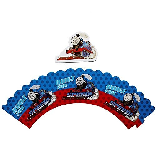 24 set Thomas the Train Cupcake wrappers and toppers ,Train party decoration,kids decoration supplies N4