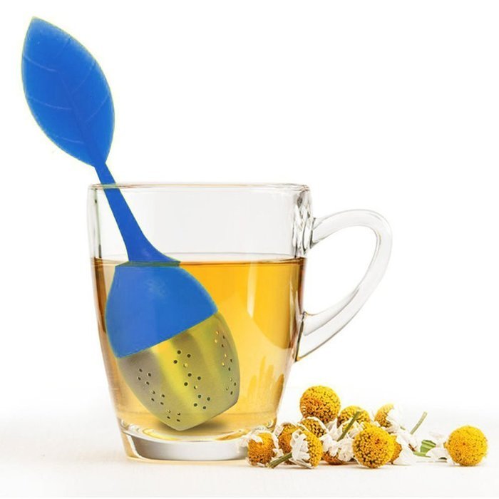Tea Infuser Leaf Strainer Food Grade Silicone Bag Filter Diffuser With Stainless Steel Ball for Herbal Loose-Blue N9