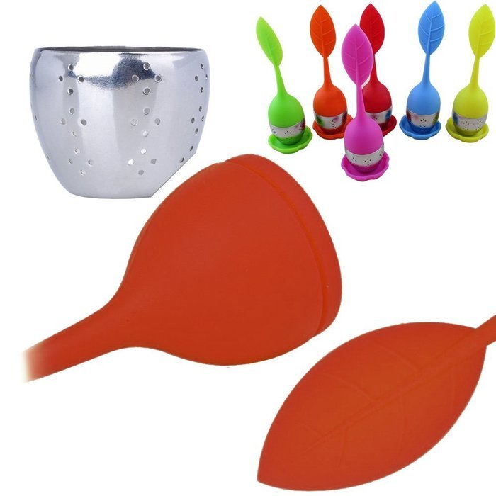 Tea Infuser Leaf Strainer Food Grade Silicone Bag Filter Diffuser With Stainless Steel Ball for Herbal Loose-Blue N10