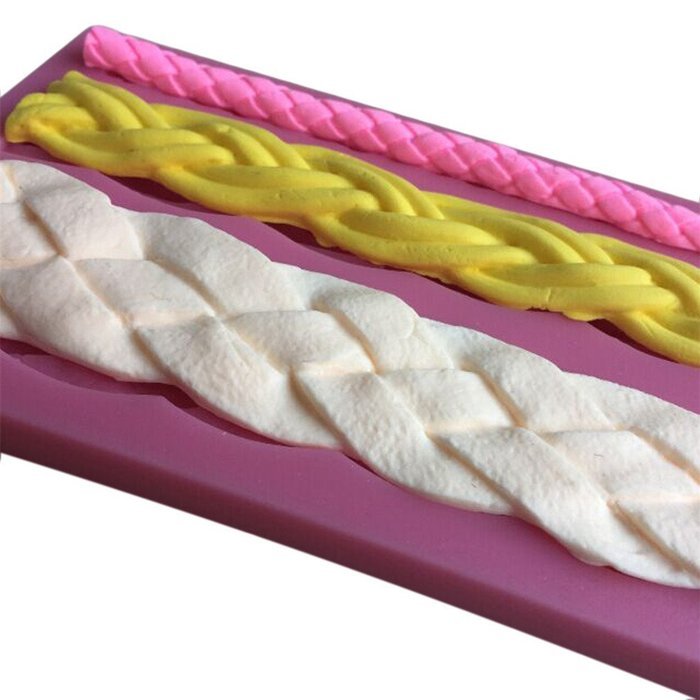 LYNCH 3 Kinds Rope Shape Silicone Mold Fondant Non-stick Cake Kitchen Tool,Pink N5