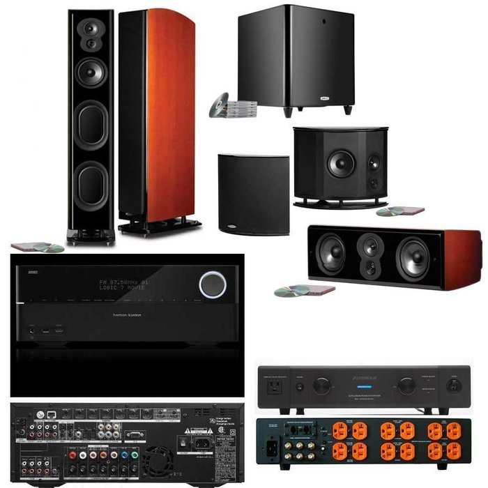 Polk Audio LSiM705 5.1 MAHOGONY Bundle-Harman AVR 3700 7.2AV-Furman Elite 20