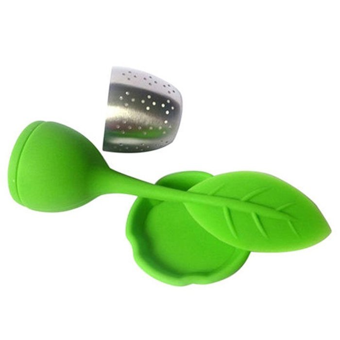 Cute Silicone Stainless Steel Leaf Tea Strainer Teaspoon Infuser Spice Filter N6