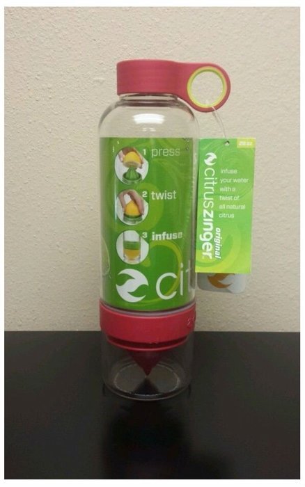 Anything Citrus Zinger Juicer Infuser, Pink Water Bottle BPA Free Plastic N2