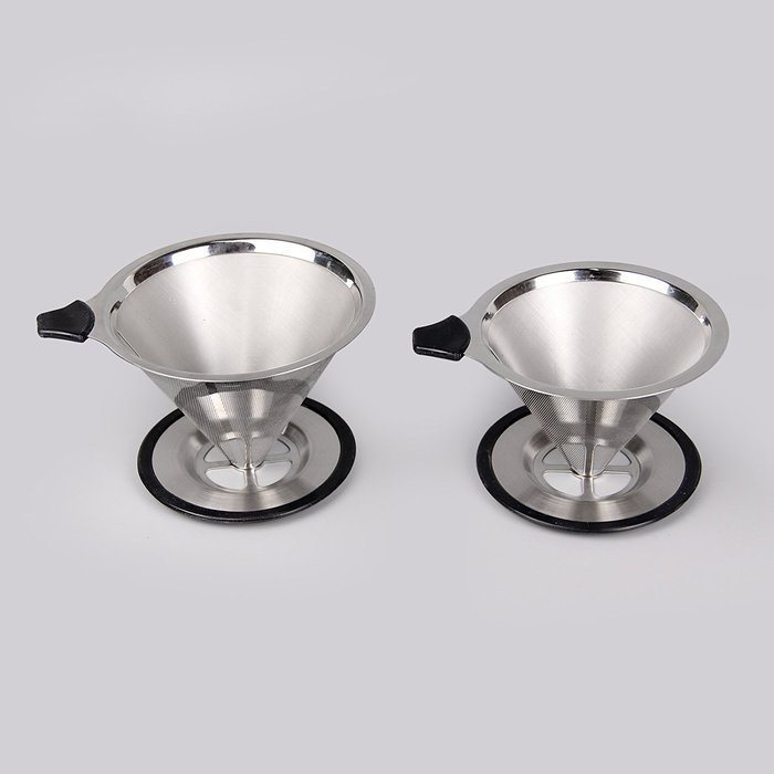 Pour over Coffee Filter Cone Coffee Dripper Stainless Steel Paperless Reusable Coffee Filter w/ Stand Double Mesh... N14