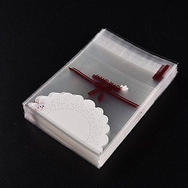 Y&XL&H 100 pcs Lace Bow Print Gifts Bags Christmas Cookie Packaging Self-adhesive Plastic Bags for Biscuits Candy... N3