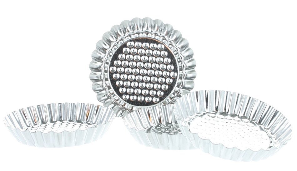 Lot of 6 Mini Flan Pan 3 1/2" Tart Molds Stainless N3