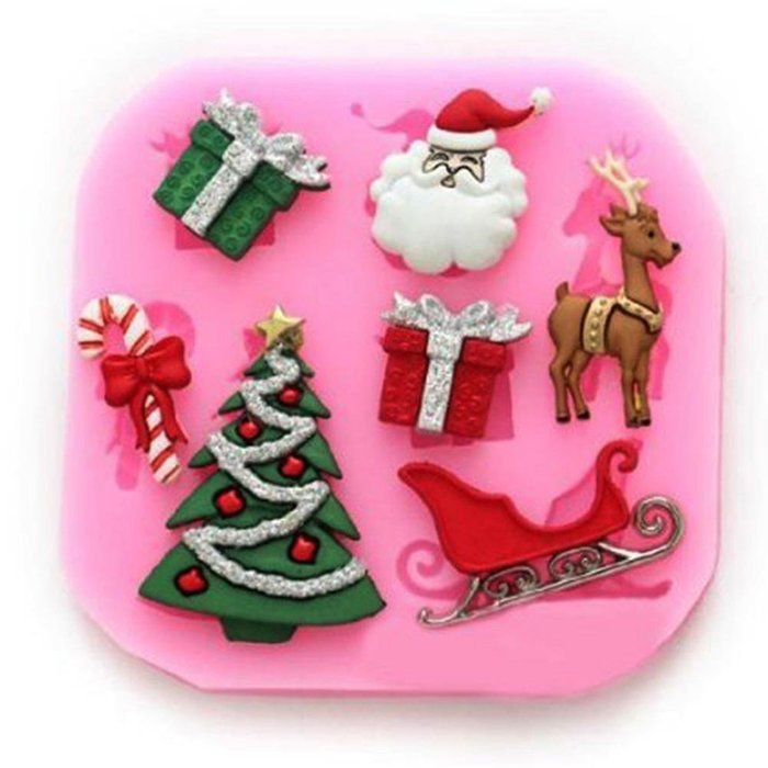 ZhiDa Christmas Silicone Handmade Fondant Cake Decorating DIY Mould Baking Mold (Pink) N8