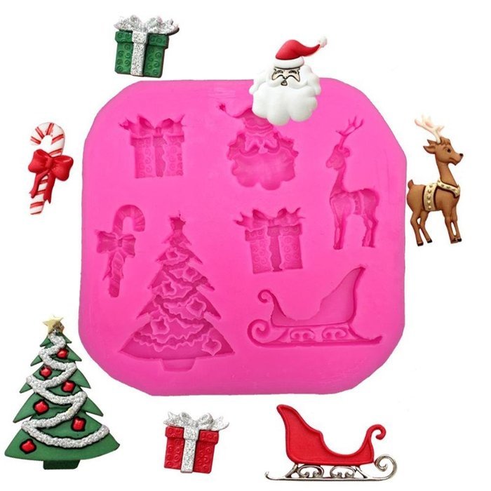 ZhiDa Christmas Silicone Handmade Fondant Cake Decorating DIY Mould Baking Mold (Pink) N9