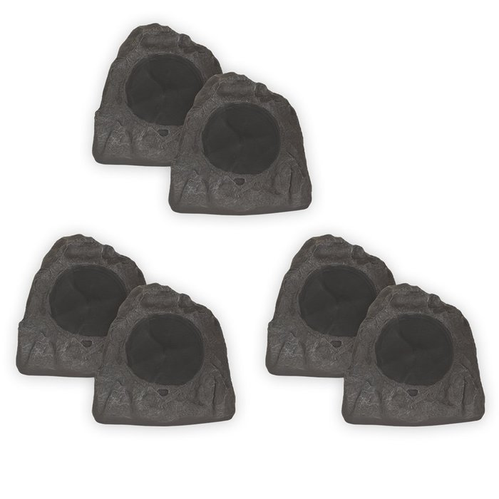 Theater Solutions 6R8L Outdoor Lava 8" Rock 6 Speaker Set for Deck Pool Spa Yard Garden