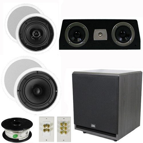 Theater Solutions 5.1 Home Theater 4 Speaker Set with Center, 12" Powered Sub and More TS5C6CC51SET7
