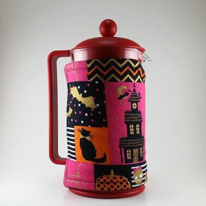 Halloween Theme, 8 cup French Press Cozy, Cafetiere Cosy N4