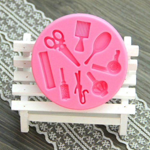 Anyana Scissors & Comb & Perfume & Mirror Silicone Fondant Mold Cake Decorating Pastry Gum Pastry Tool Kitchen... N2