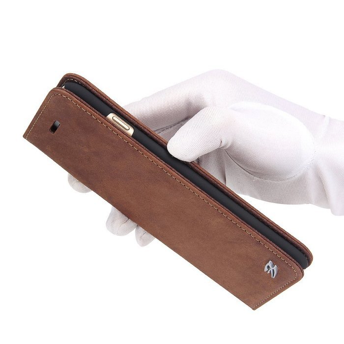 ONLY ! iPhone 7Plus CASE Aroko Genuine Leather Wallet Case Classic Folio Case Book Design with Stand and ID Credit... N7