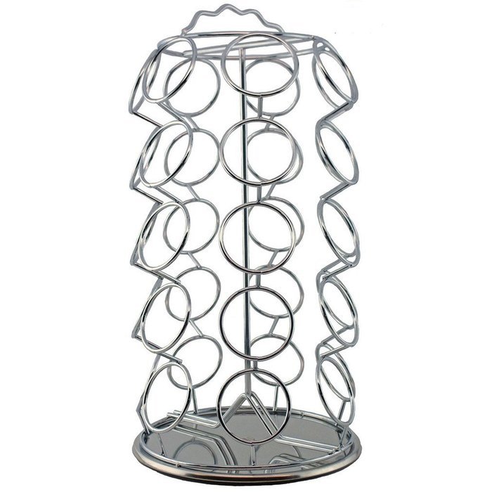 K Cup Holder, 35 Pod Capacity K-Cup Coffee Pod Storage Carousel Holder Spin Rack Coffee Pod Holder Chrome/Silver N4
