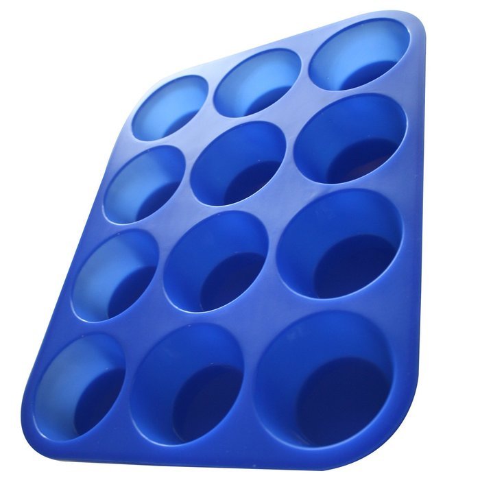 Muffin Pan Silicone and Cupcake Maker 12 Cup Quality Muffin Bake Pan (Blue) N9